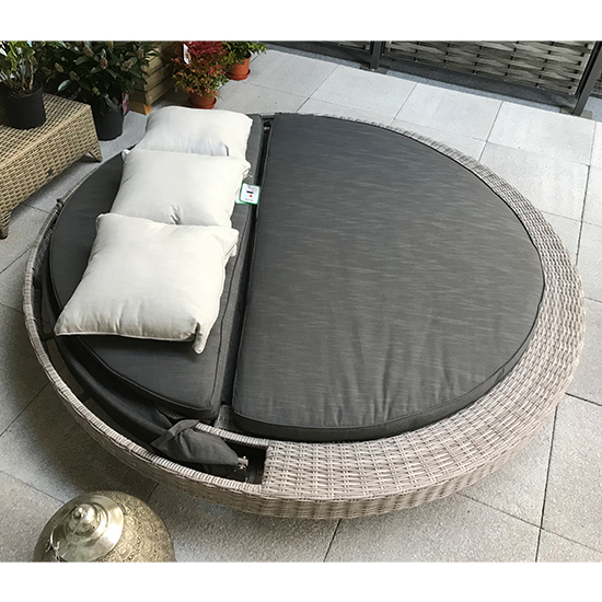 Maona Large Round Wicker Weave Daybed In Fine Grey_3