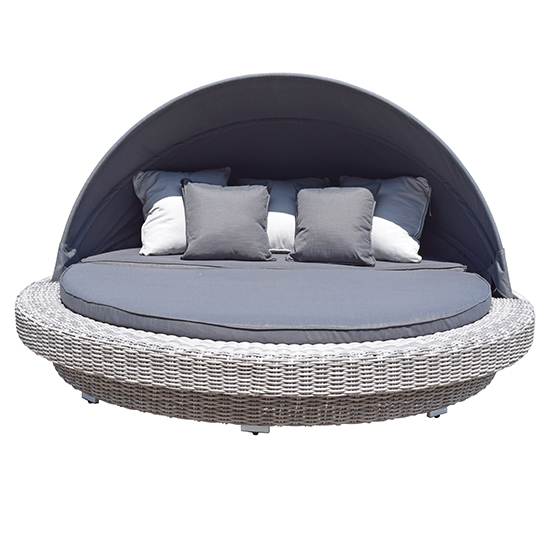 Maona Large Round Wicker Weave Daybed In Fine Grey_8