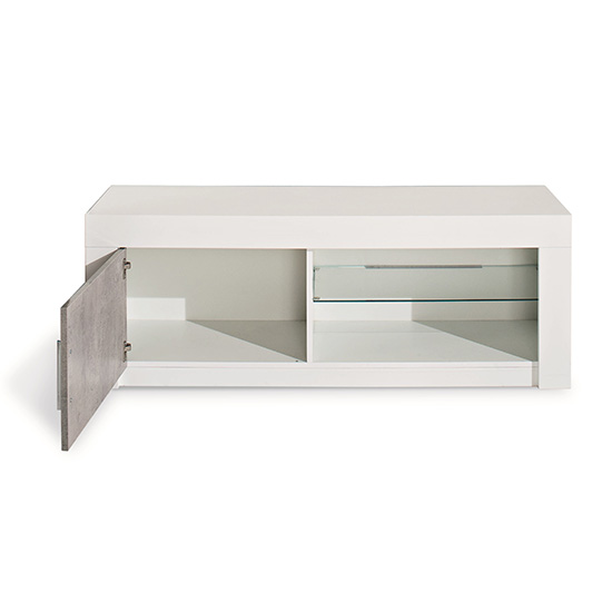 Mapar LED Living Room Set In Gloss White And Grey Marble Effect_3