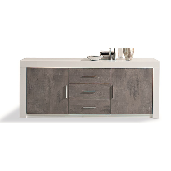 Mapar Wooden Sideboard In Gloss White And Grey Marble Effect_2
