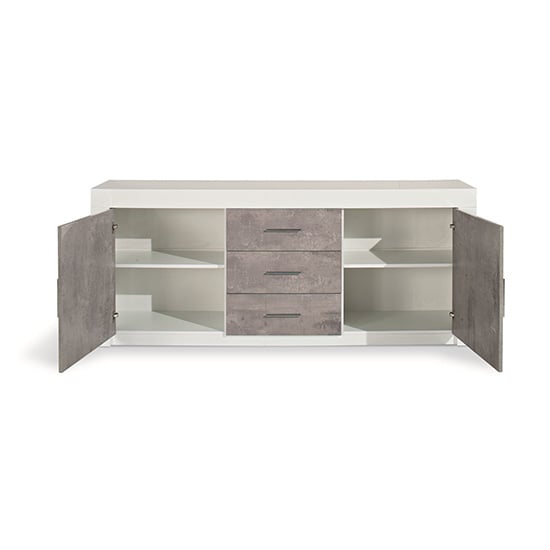 Mapar Wooden Sideboard In Gloss White And Grey Marble Effect_3