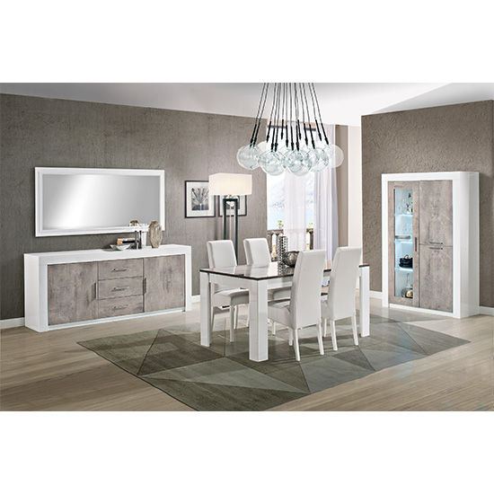 Mapar Wooden Sideboard In Gloss White And Grey Marble Effect_4