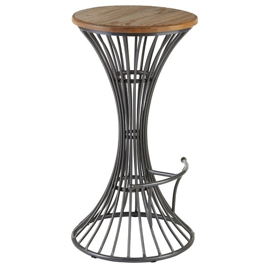 Maples Bar Stool In Wooden Seat With Metal Frame