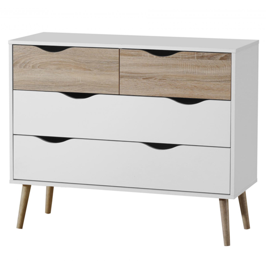 Appleton Chest Of Drawers In White And Oak With 4 Drawers_2