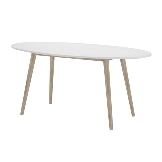 Product photograph of Appleton Wooden Oval Dining Table In White And Oak from Furniture in Fashion