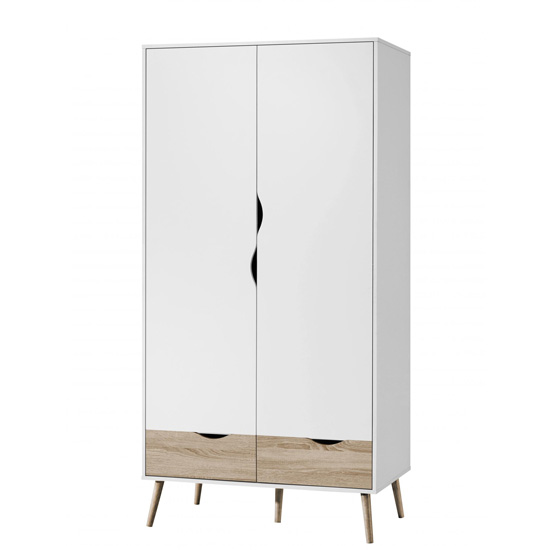 Appleton Wooden Wardrobe In White And Oak Effect Furniture in Fashion