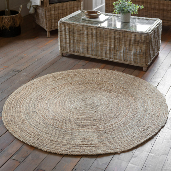 Read more about Mappleton round jute fabric rug in natural