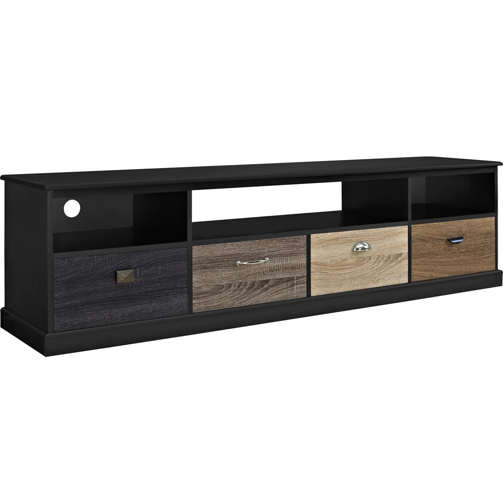 Maraca Large Wooden TV Stand With 4 Drawers In Black