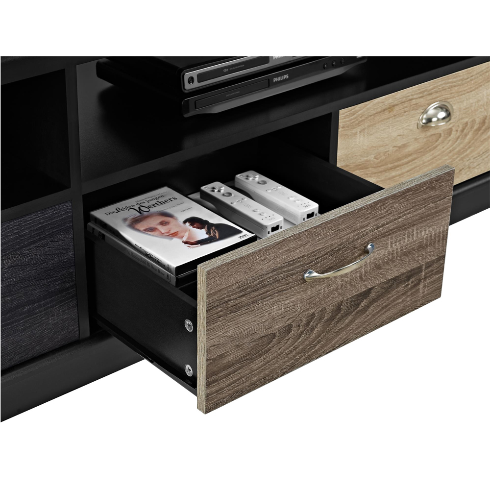 Maraca Large Wooden TV Stand With 4 Drawers In Black