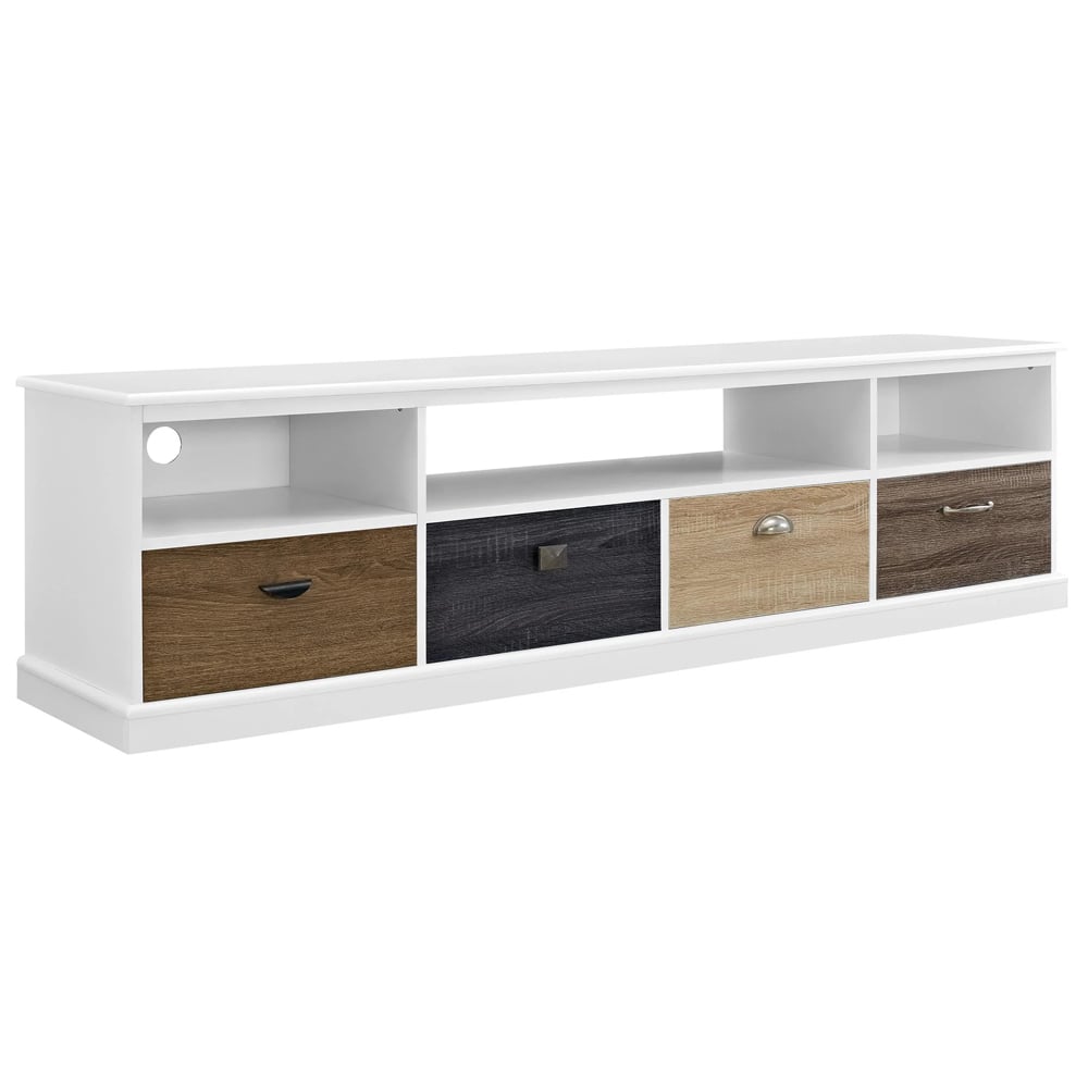 Maraca Large Wooden TV Stand With 4 Drawers In White