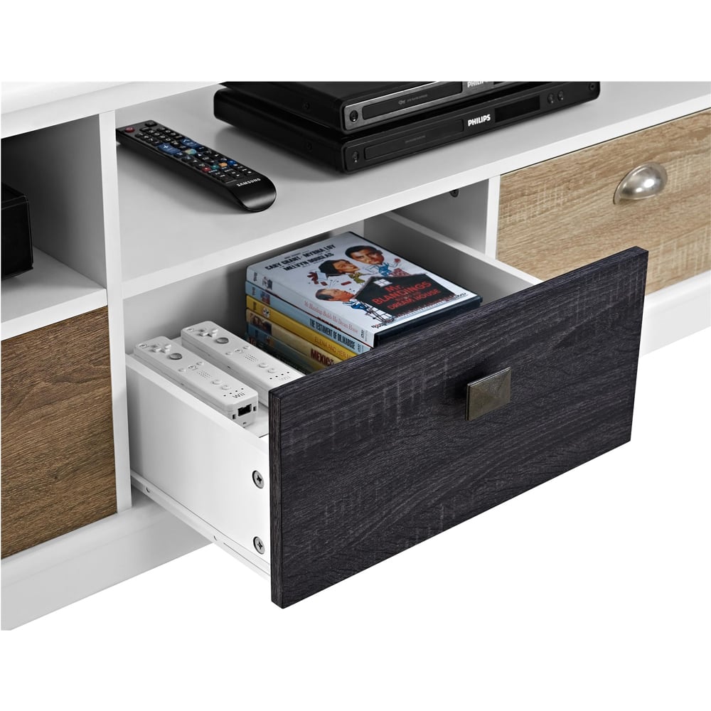 Maraca Large Wooden TV Stand With 4 Drawers In White