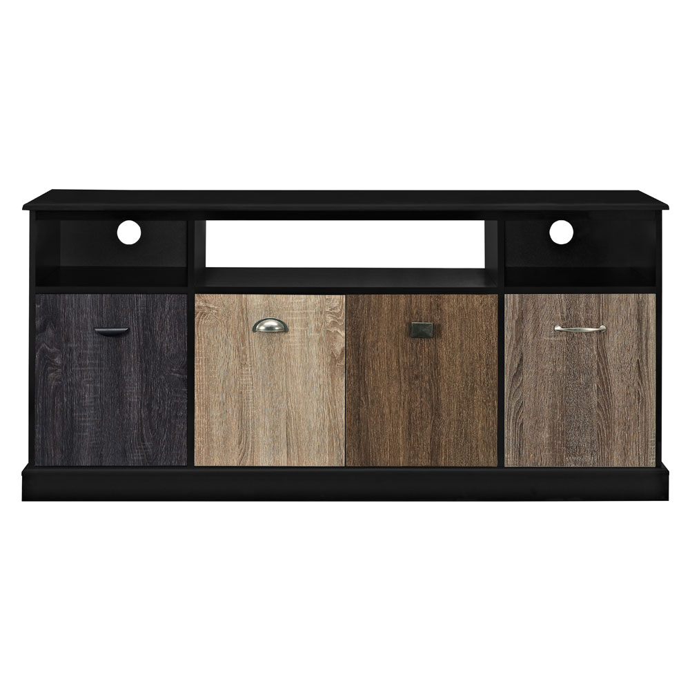 Maraca Wooden TV Stand with 4 Doors in Black and Multicolour