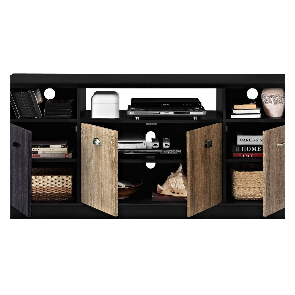 Maraca Wooden TV Stand with 4 Doors in Black and Multicolour