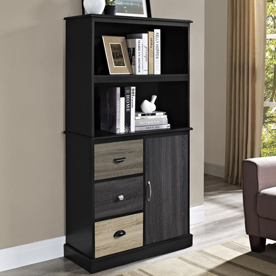 Product photograph of Maraca Wooden Storage Bookcase In Black from Furniture in Fashion