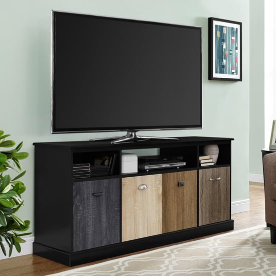 Read more about Maraca wooden tv stand with 4 doors in black