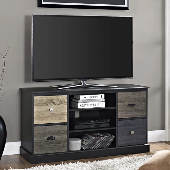 Read more about Maraca wooden small tv stand with 4 drawers in black