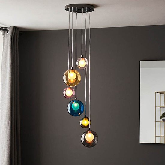 Product photograph of Marana 6 Lights Ceiling Pendant Light In Polished Black Chrome from Furniture in Fashion