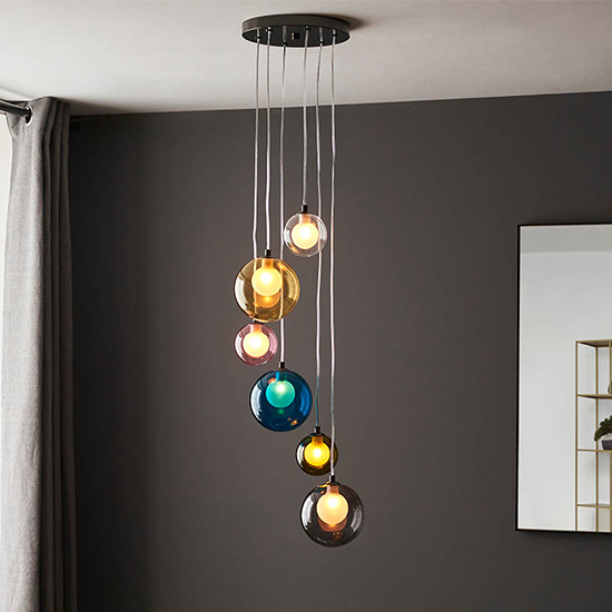 Marana 6 Lights Ceiling Pendant Light In Polished Black Chrome thumbnail