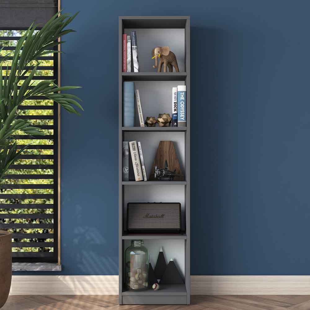 Marbella Large Wooden Bookcase with 5 Shelves in Anthracite