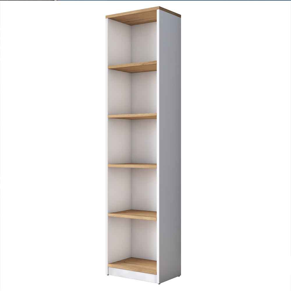 Marbella Large Wooden Bookcase with 5 Shelves in White and Walnut