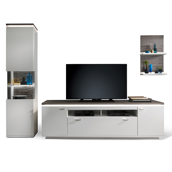 Marbella LED Living Room Furniture Set 1 In White And Amberg Oak_2