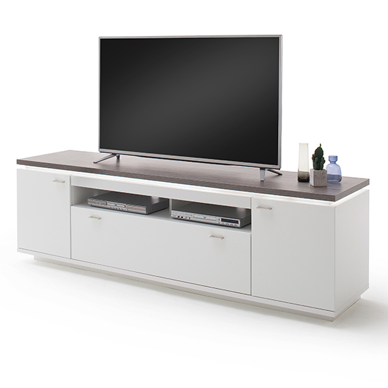 Marbella LED Living Room Furniture Set 1 In White And Amberg Oak_6