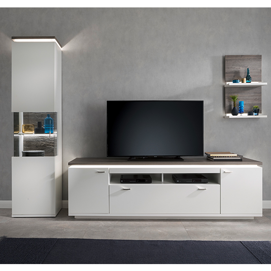 Marbella LED Living Room Furniture Set 1 In White Amberg Oak | Furniture in Fashion