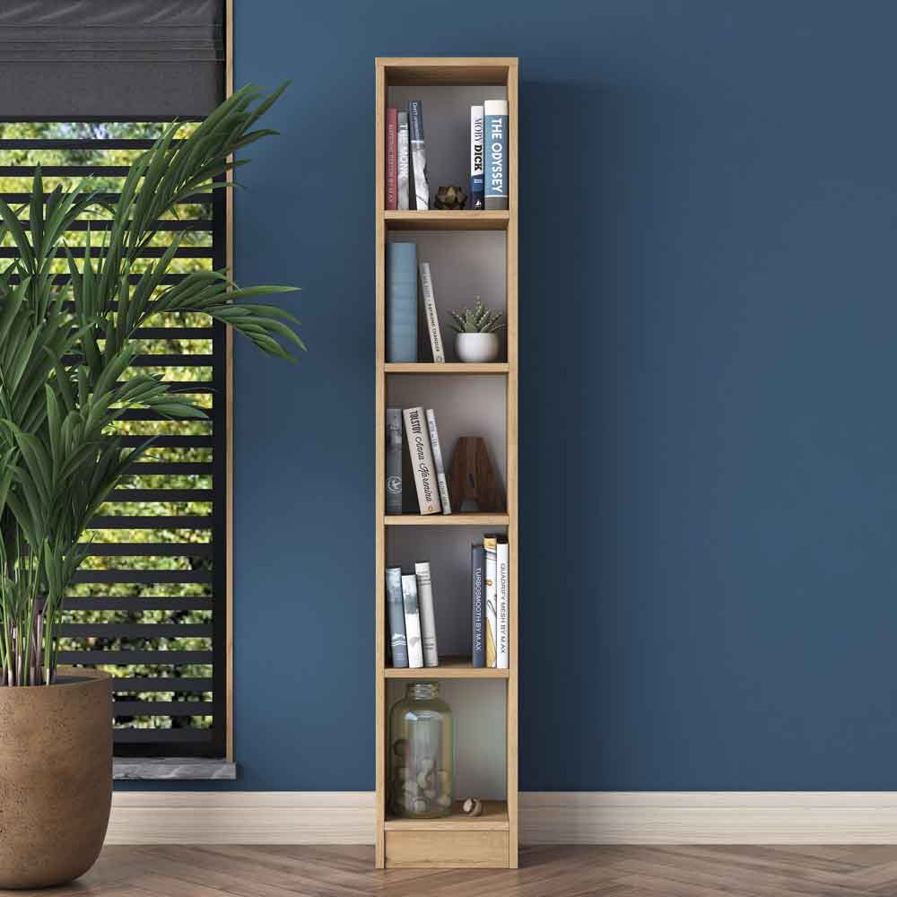 Marbella Small Wooden Bookcase with 5 Shelves in Walnut
