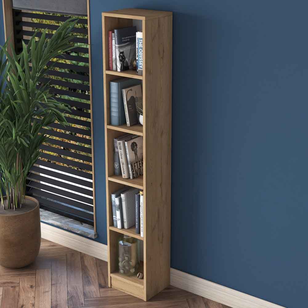 Marbella Small Wooden Bookcase with 5 Shelves in Walnut