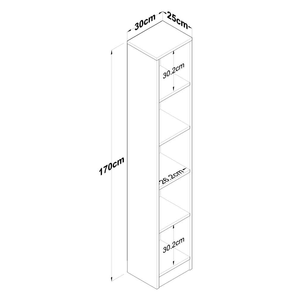 Marbella Small Wooden Bookcase with 5 Shelves in Walnut
