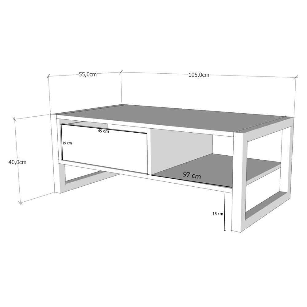 Marbella Wooden Coffee Table with 1 Drawer in Atlantic Pine and Black