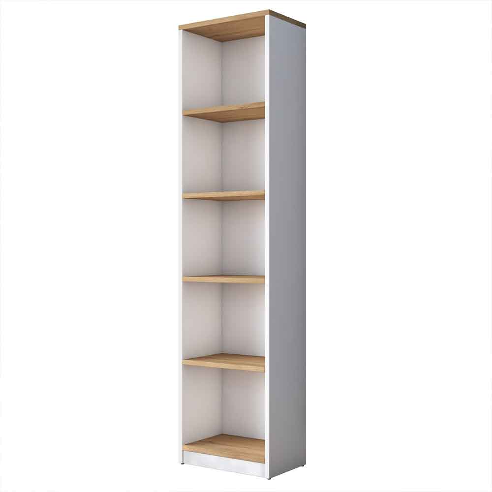 Marbella Wooden Computer Desk with Bookcase 2 Drawers in White and Walnut