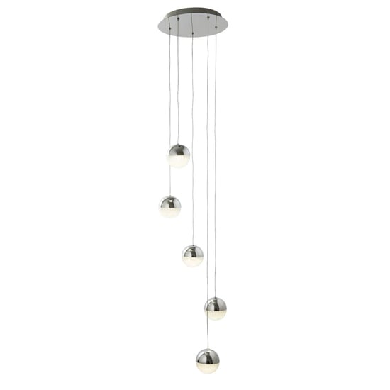 Marbles LED 5 Lights Multi Drop Pendant Light In Chrome