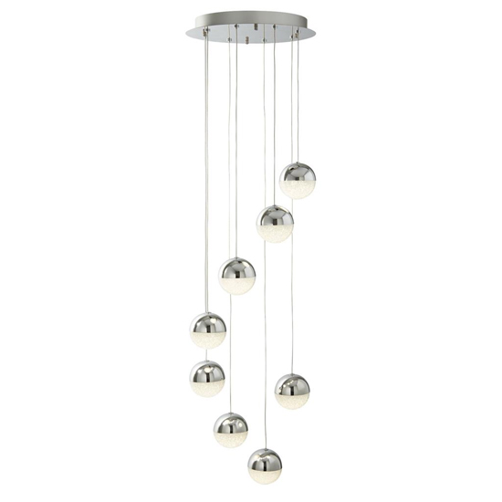 Product photograph of Marbles Led 8 Lights Multi Drop Pendant Light In Chrome from Furniture in Fashion