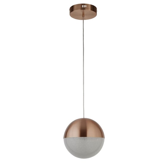 Photo of Marbles led crushed ice shade pendant light in mirrored copper