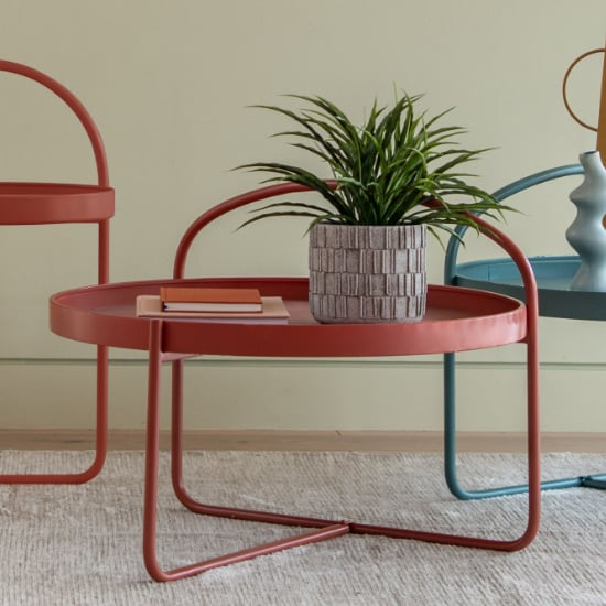 Photo of Marbury round metal coffee table in coral