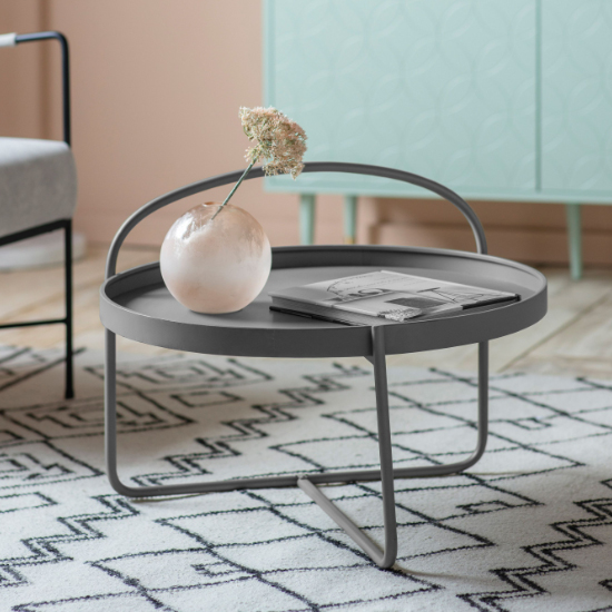 Marbury Round Metal Coffee Table In Grey