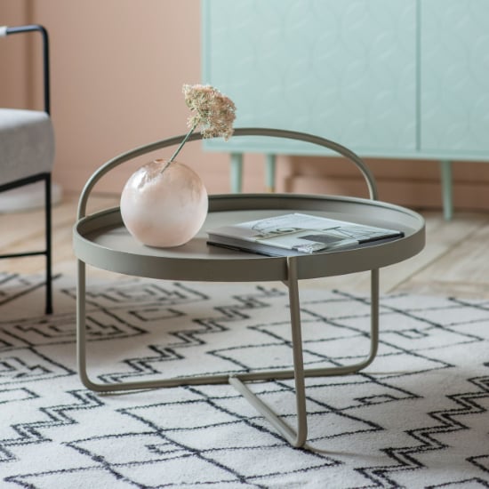 Product photograph of Marbury Round Metal Coffee Table In Latte from Furniture in Fashion