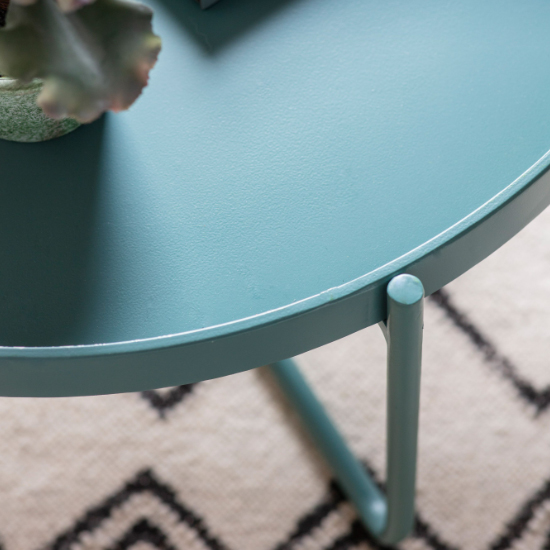 Marbury Metal Round Coffee Table In Teal