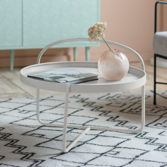 Photo of Marbury round metal coffee table in white