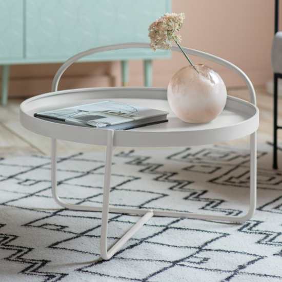 Marbury Round Metal Coffee Table In White_1