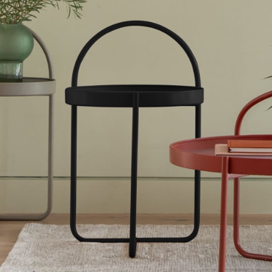 Photo of Marbury round metal side table in black