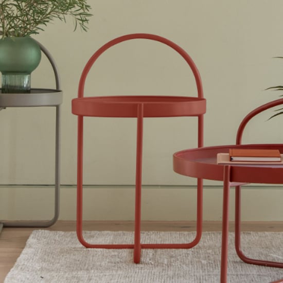 Photo of Marbury round metal side table in coral