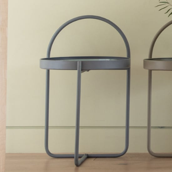 Product photograph of Marbury Round Metal Side Table In Grey from Furniture in Fashion