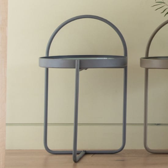 Photo of Marbury round metal side table in grey