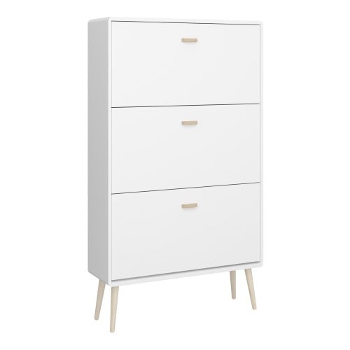 Marc Shoe Storage Cabinet With 3 Flap Doors In Pure White