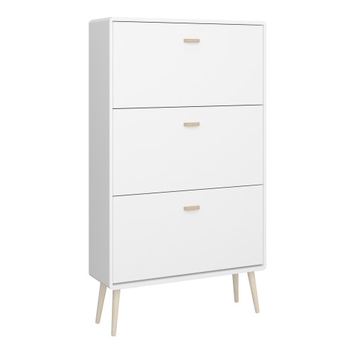 Product photograph of Marc Shoe Storage Cabinet With 3 Flap Doors In Pure White from Furniture in Fashion