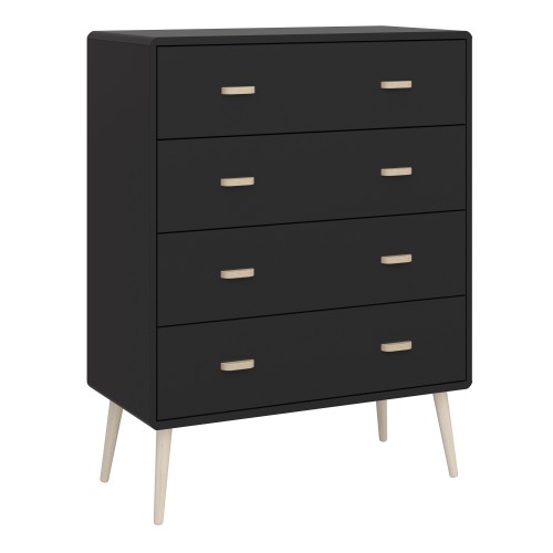 Marc Wooden Chest Of 4 Drawers In Black thumbnail
