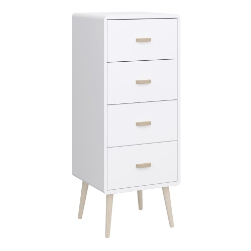Product photograph of Marc Wooden Narrow Chest Of 4 Drawers In Pure White from Furniture in Fashion