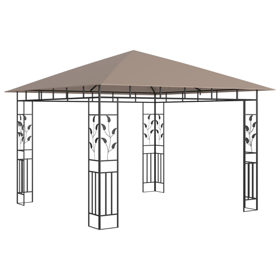 Marcel 3m x 3m Gazebo In Taupe With Net And LED Lights